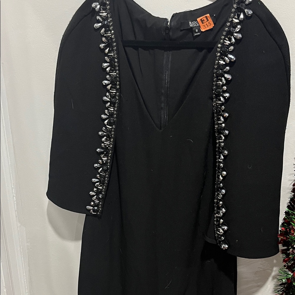 Badgley Mischka Black Dress with Embellished Details
